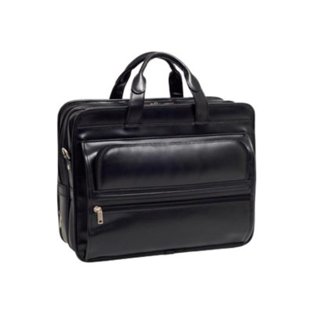 McKlein&reg; Elston 86485 black leather double compartment laptop case