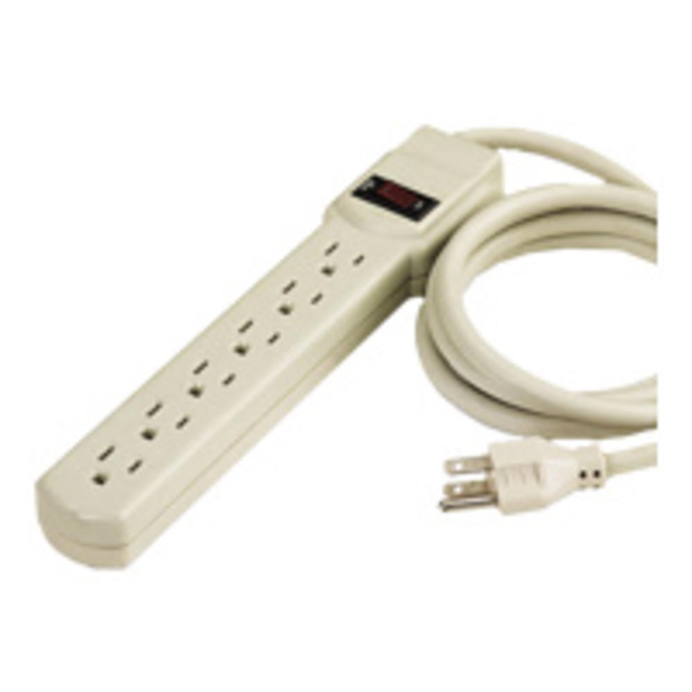 Innovera Six-Outlet Power Strip, 4-Foot Cord, 1-15/16 x 10-3/16 x 1-3/16, Ivory