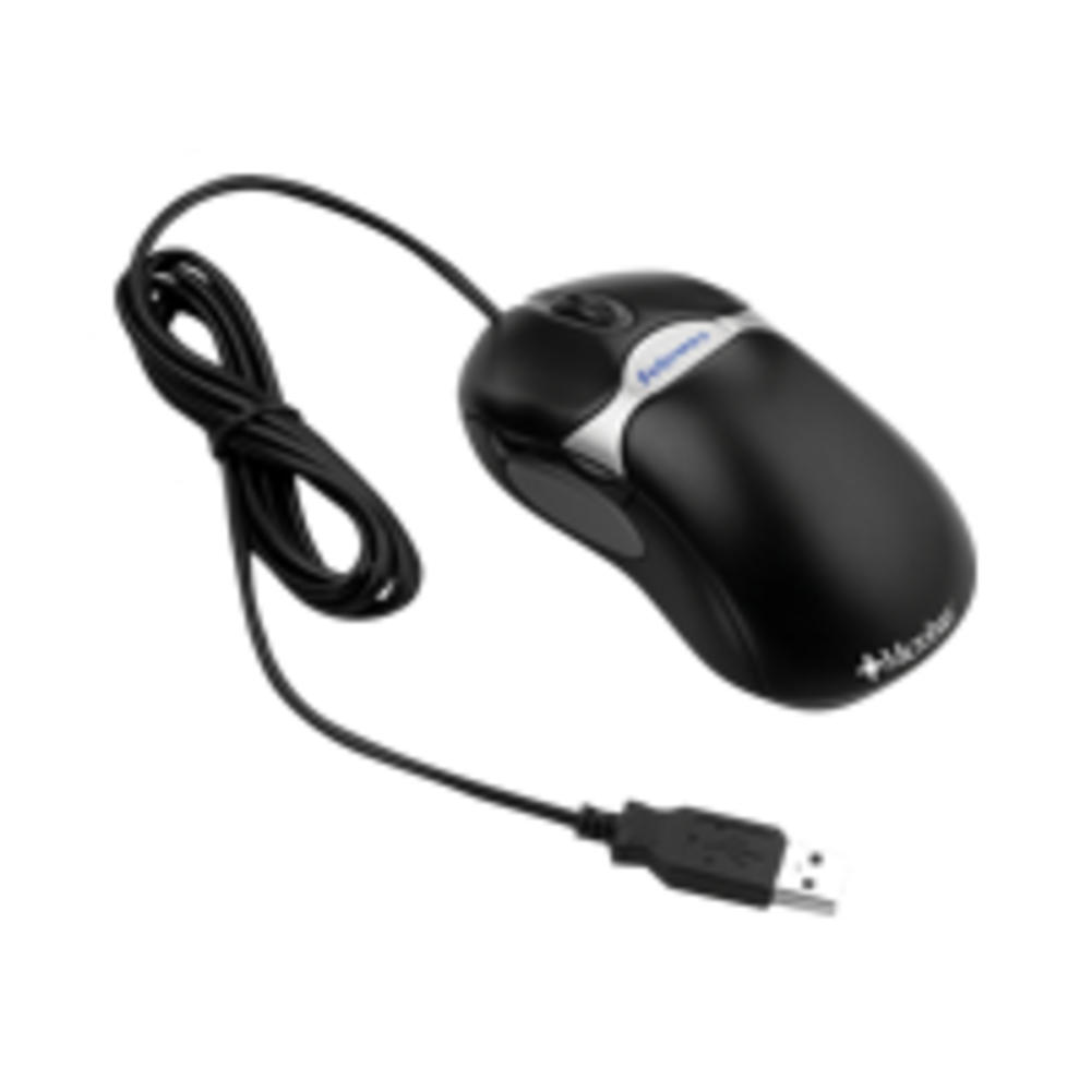 Fellowes Optical Mouse, Antimicrobial, Five-Button/Scroll, Programmable, Black/Silver