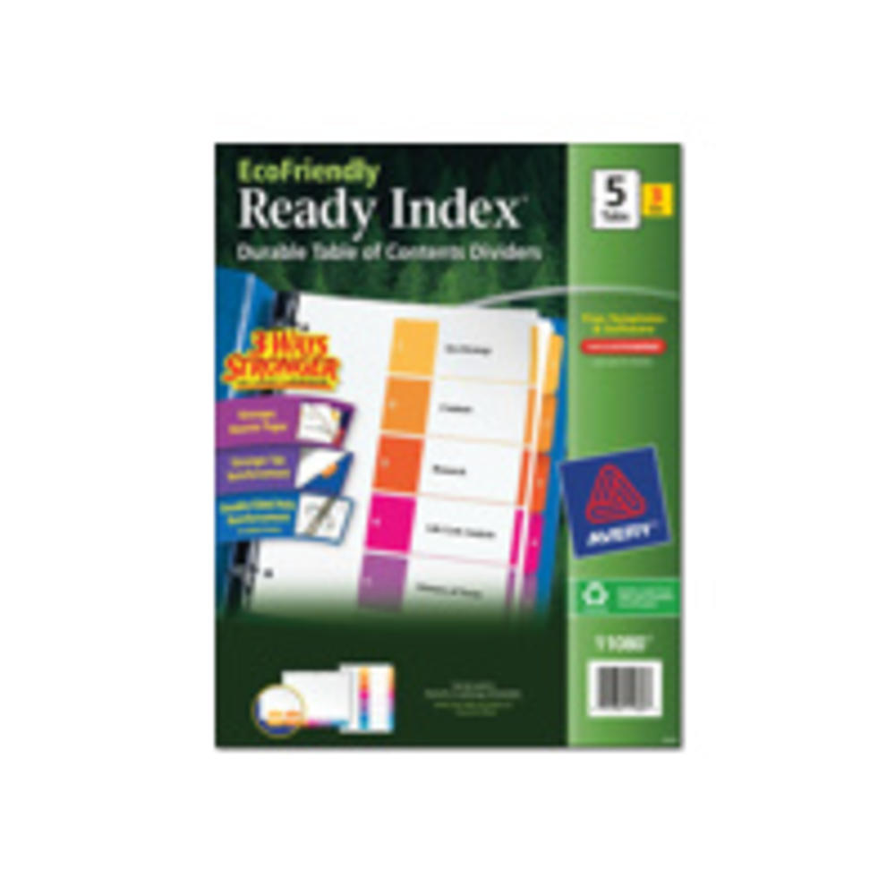 Avery AVE11080 Ready Index Customizable Table of Contents, Asst Dividers, 5-Tab, Ltr, 3 Sets