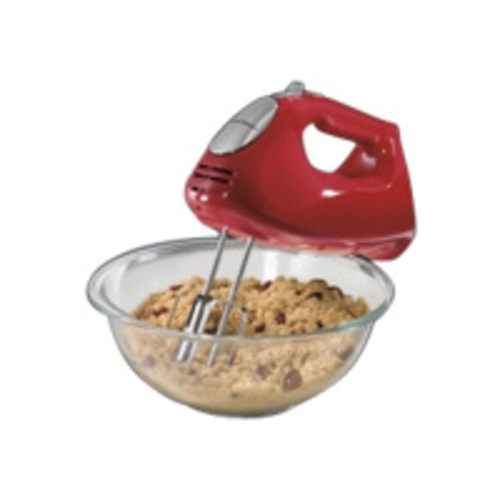 Hamilton Beach Brands Inc. Hamilton Beach 6-Speed Electric Hand Mixer with 5 Attachments (Beaters, Dough Hooks, and Whisk), Snap-On Case, Red (62633R)