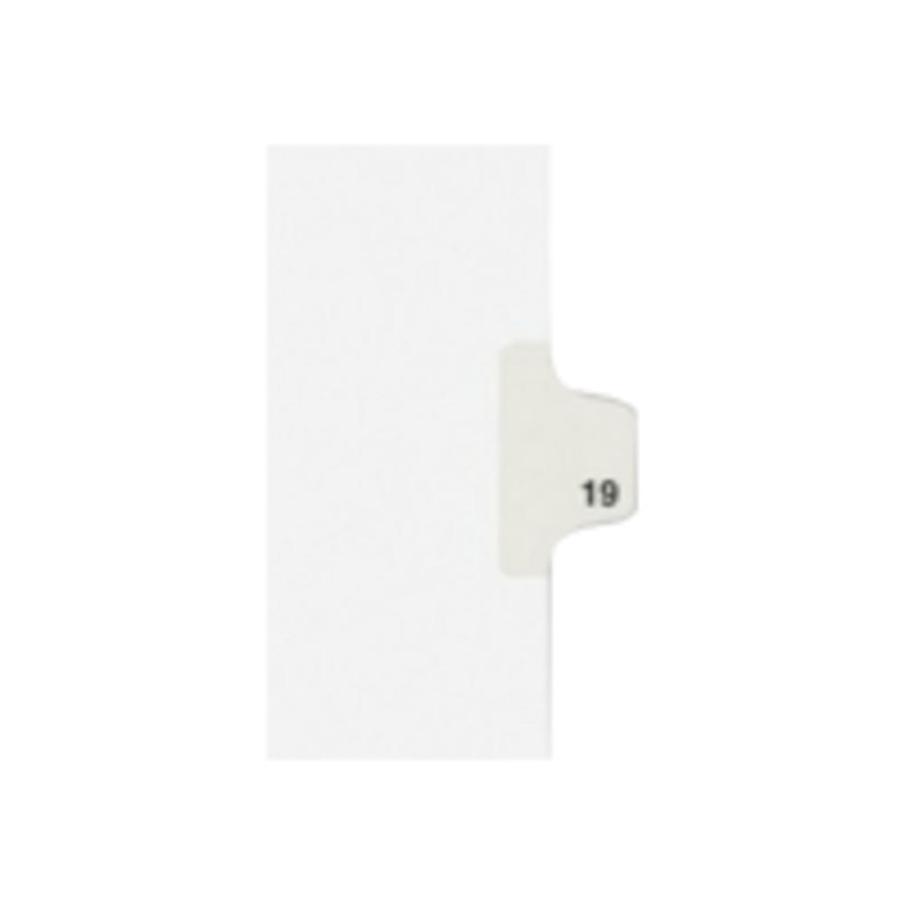 Avery AVE01019 -Style Legal Exhibit Side Tab Divider, Title: 19, Letter, White, 25/Pack