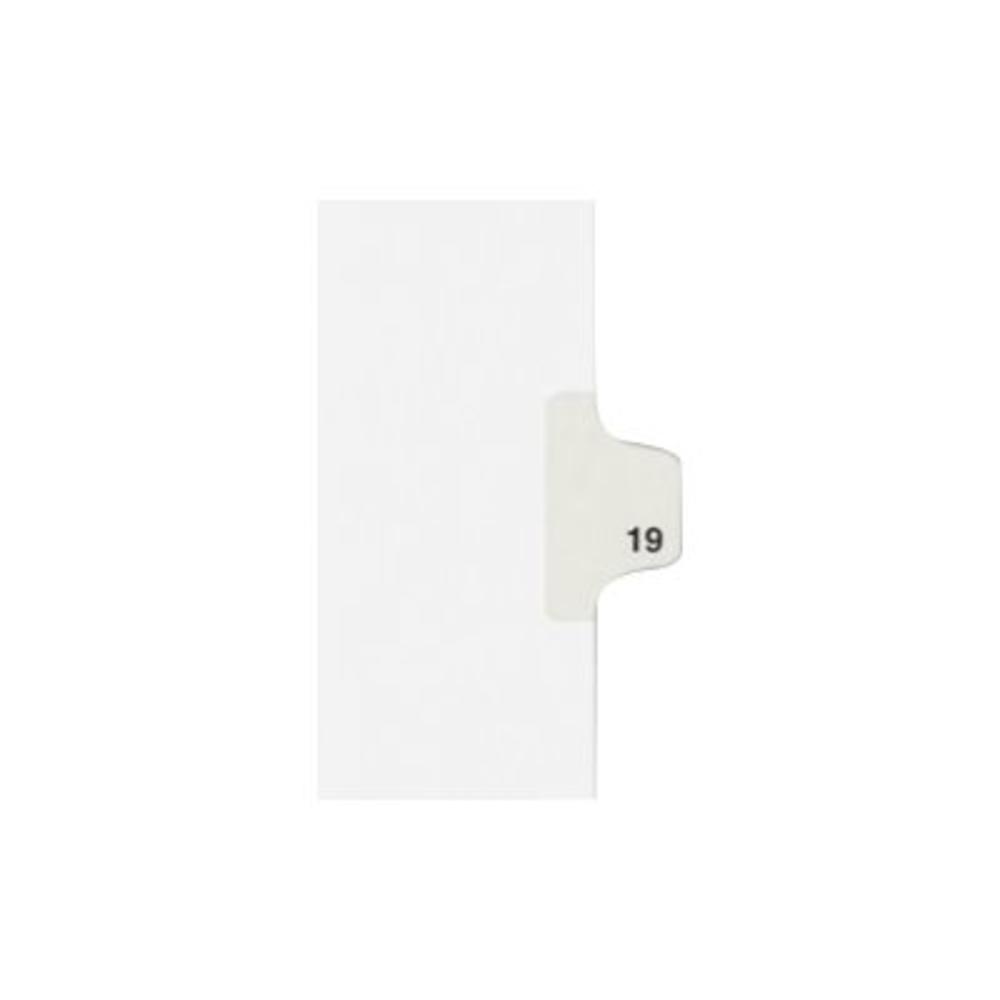 Avery AVE01019 -Style Legal Exhibit Side Tab Divider, Title: 19, Letter, White, 25/Pack