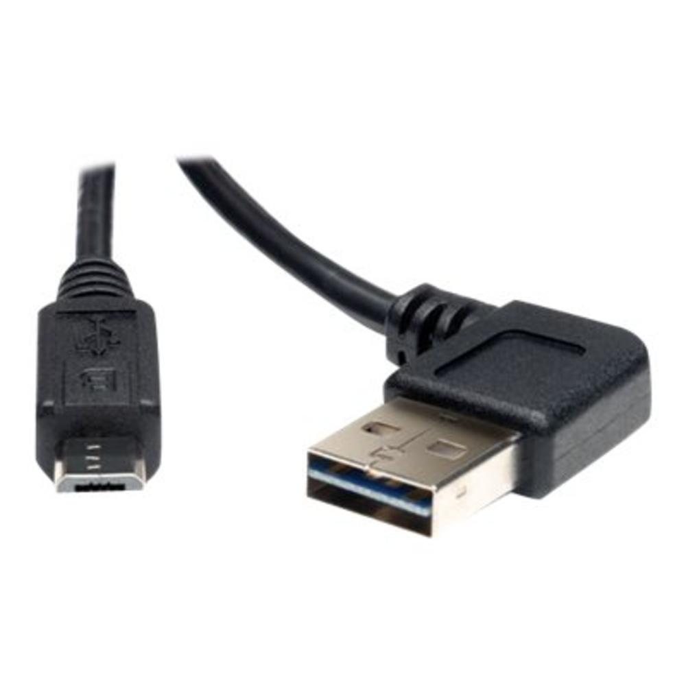 Tripp Lite Universal Reversible USB 2.0 Hi-Speed Cable (Reversible Right / Left Angle A to Micro-B M/M) 3-ft.(UR050-003-RA)