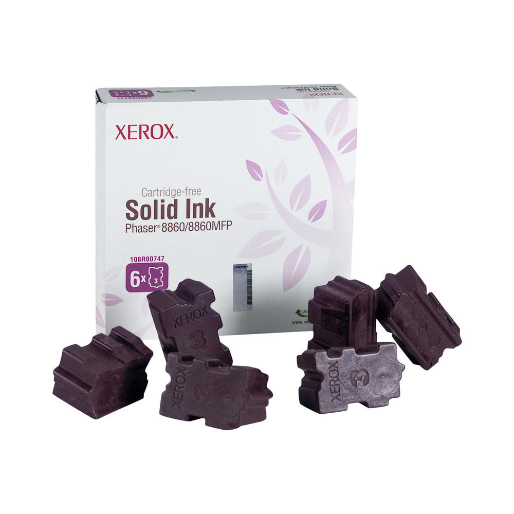 Xerox 108R00747 High-Yield Solid Ink Stick, 2333 Page-Yield, 6/Box, Magenta