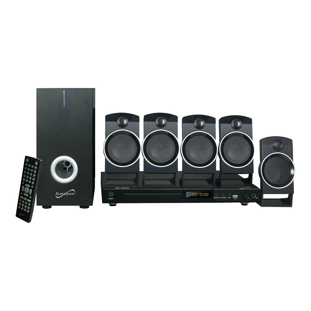 Supersonic 97077796M 5.1 Channel DVD Home Theater System with USB Input & Karaoke Function
