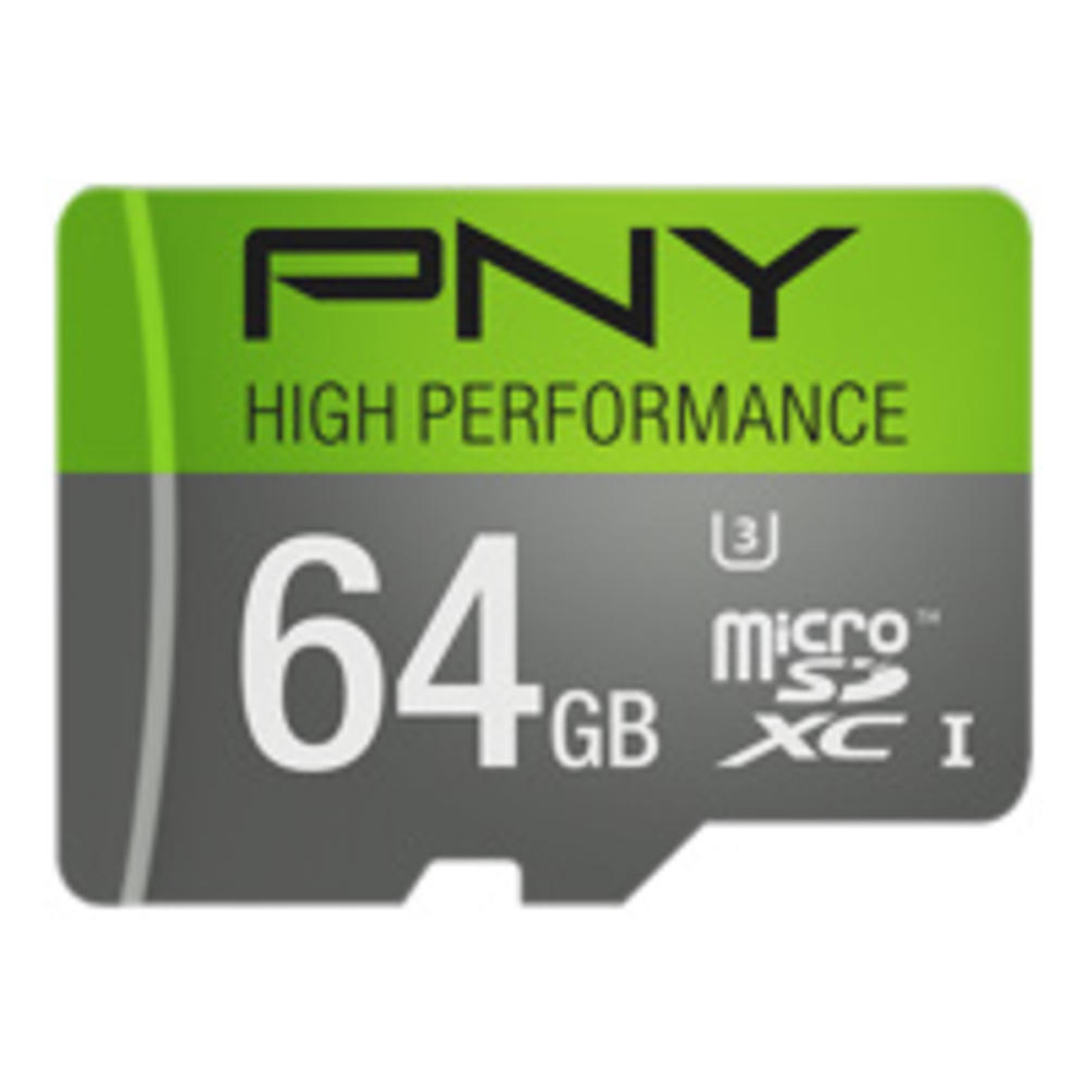 PNY High-Performance 64GB microSDHC Class 10 UHS-I, U3 up to 60MB/sec Flash Memory Card