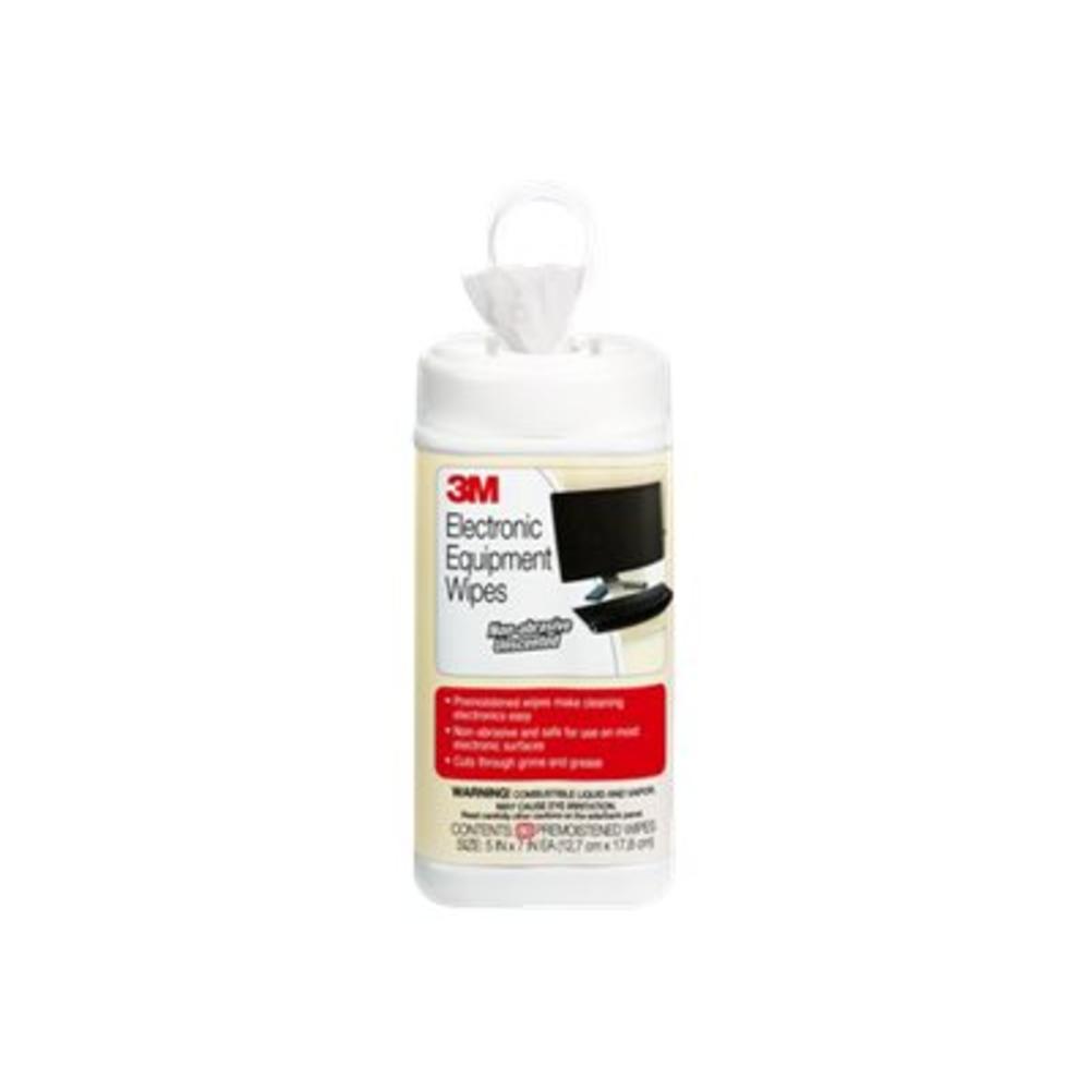 3M MMMCL610 Electronic Equipment Cleaning Wipes, 5 1/2 x 6 3/4, White, 80/Canister