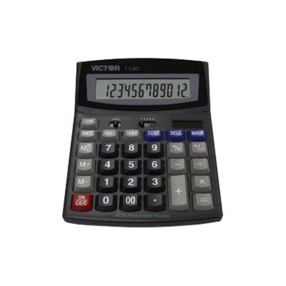 Victor VCT1190 1190 Compact Desktop Calculator, 12-Digit LCD