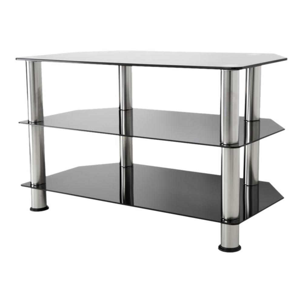 AVF SDC800-A TV Stand for Up to 42-Inch TVs, Black Glass, Chrome Legs