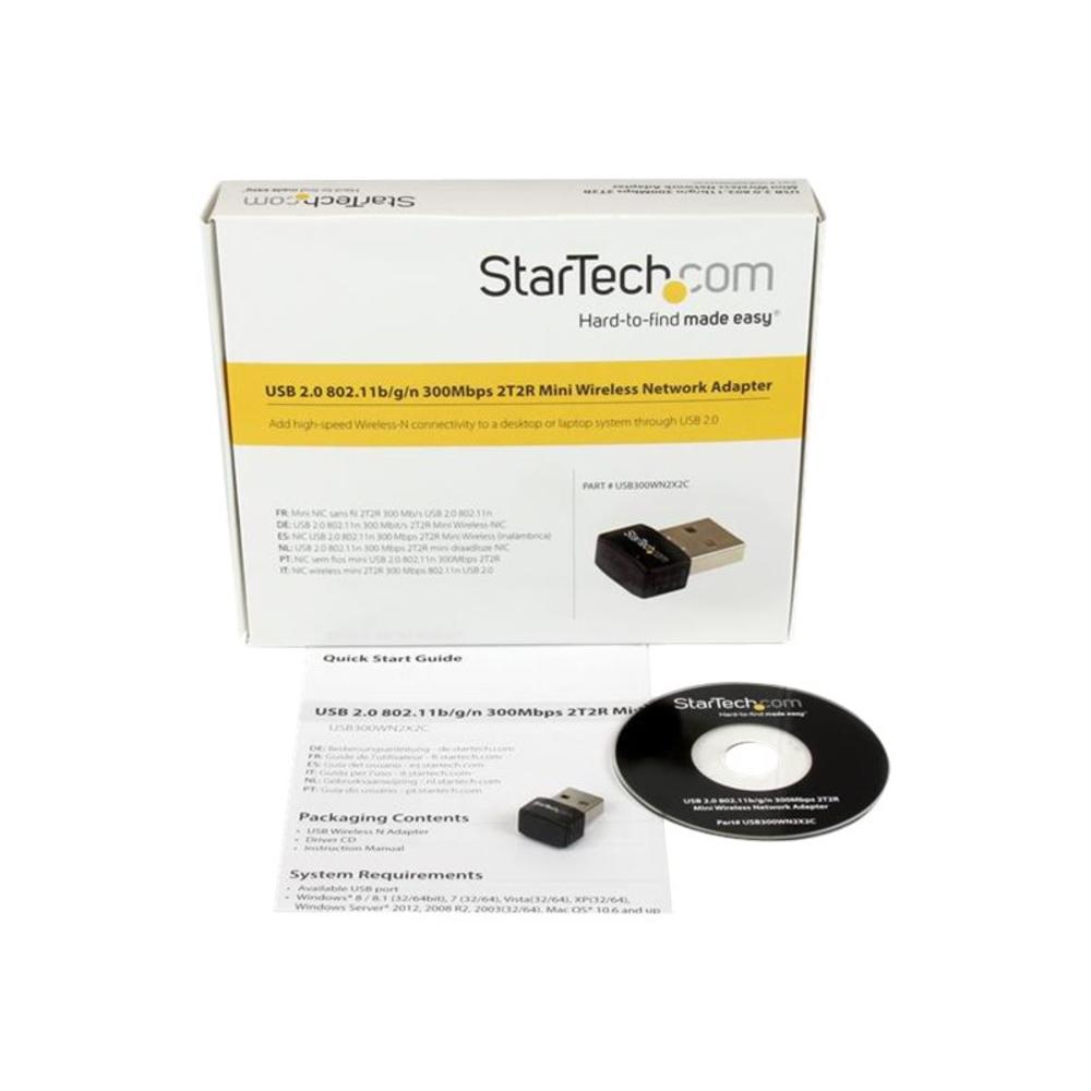 startech.com usb 2.0 300 mbps mini wireless-n network adapter - 802.11n 2t2r wifi adapter - usb wireless adapter - n300 wirel