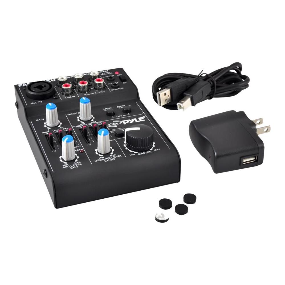 Pyle 97080333M 5 Channel Professional Compact Audio Mixer With USB Interface