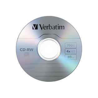 Verbatim 95169 CD-RW Discs, 700MB/80min, 4X, Spindle, Matte Silver, 25/Pack