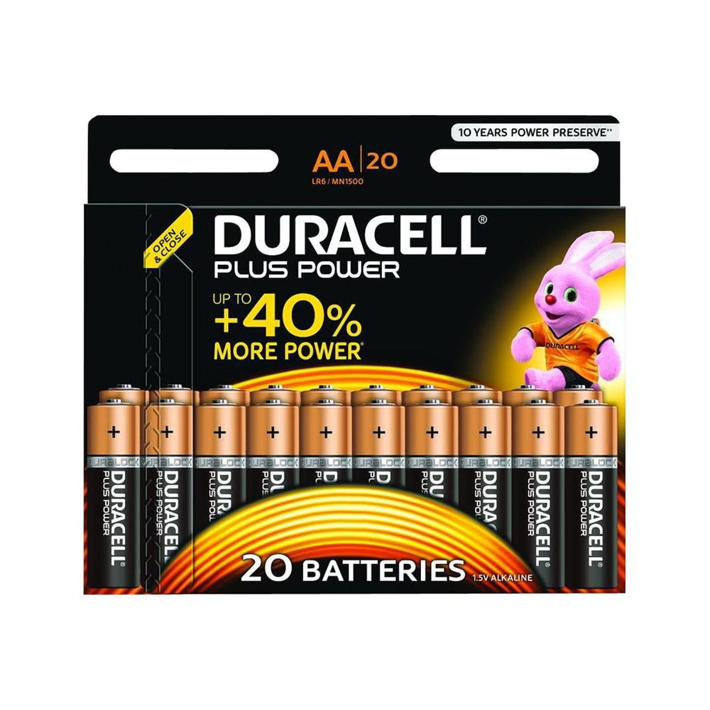Duracell Coppertop Alkaline AA Batteries, Pack of 20 Batteries