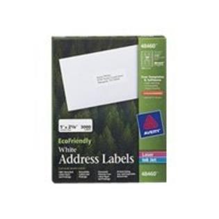 Avery 99411 EcoFriendly Laser/Inkjet Easy Peel Mailing Labels, 1 x 2 5/8,  White, 3000/Pack