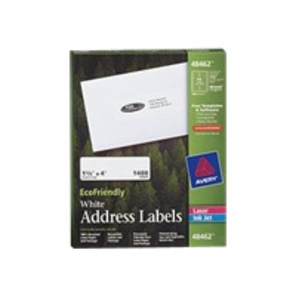 Avery AVE48462  EcoFriendly Laser/Inkjet Easy Peel Mailing Labels, 1 1/3 x 4, White, 1400/Pack
