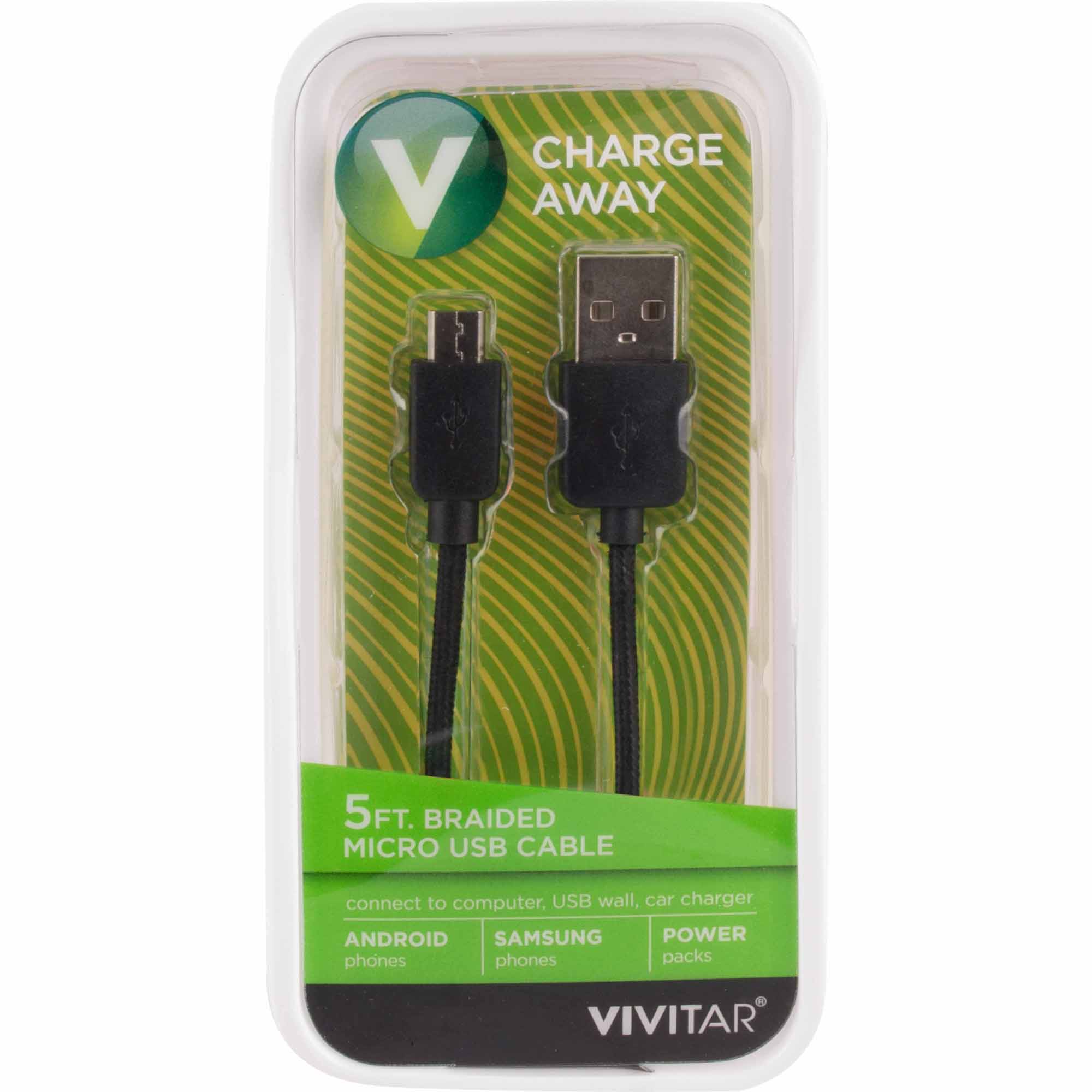 Vivitar 5' Braided Micro USB Cable - Black Vivitar 5' Braided Micro USB Cable - Black