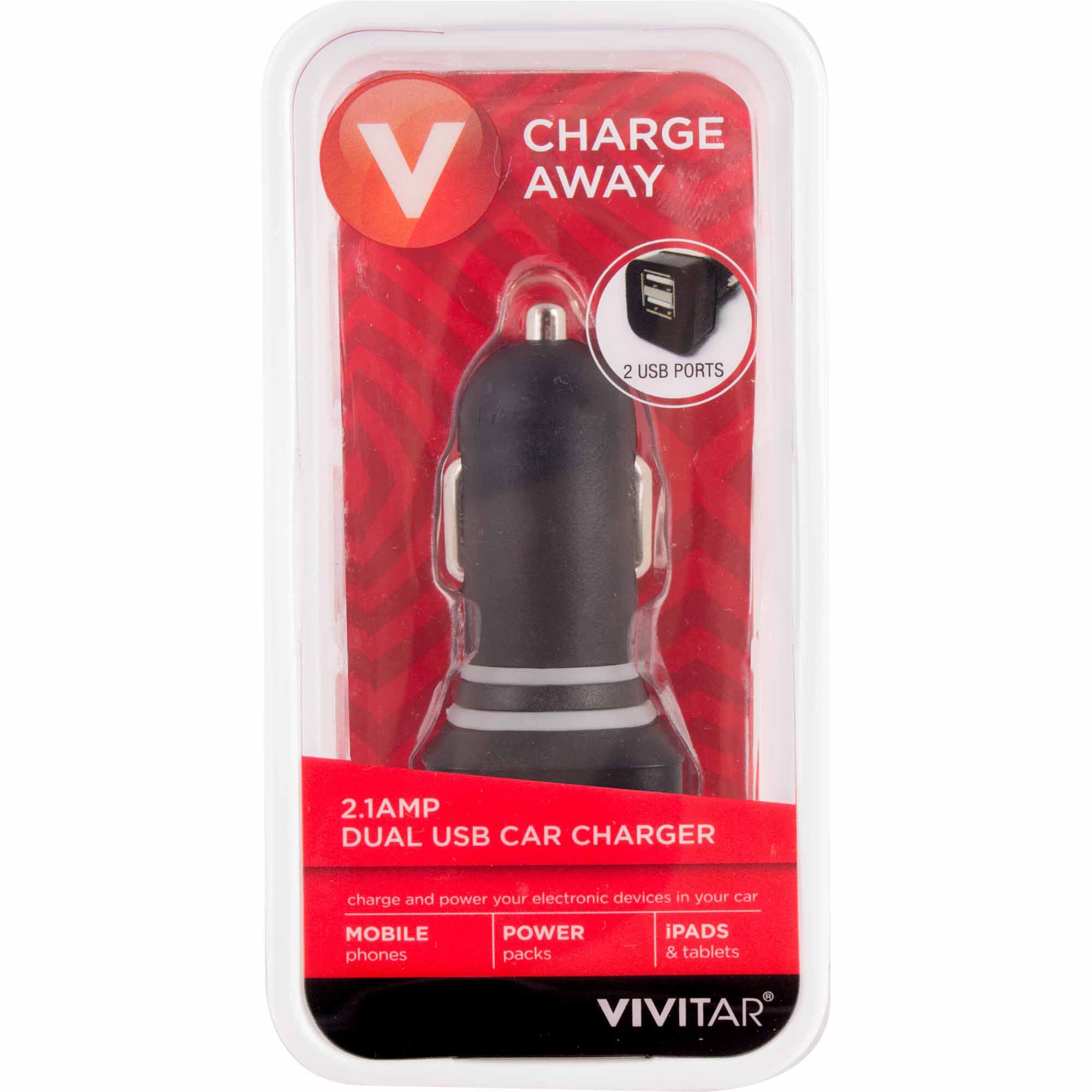 Vivitar VM10377-BLK 2.1 AMP Dual USB Car Charger - Black Vivitar VM10377-BLK 2.1 AMP Dual USB Car Charger - Black