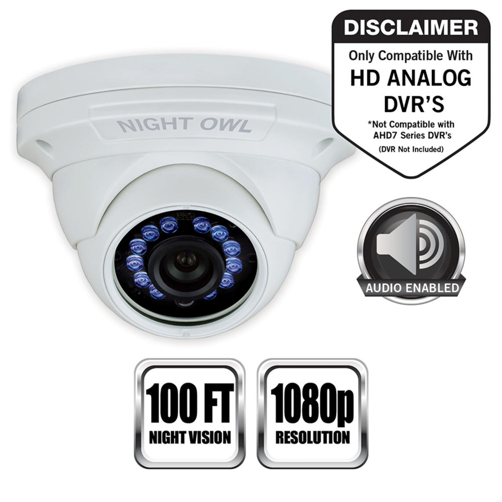 Night Owl Security Products Add&#8211;On 1080p HD Audio Enabled Wired Security Dome Camera