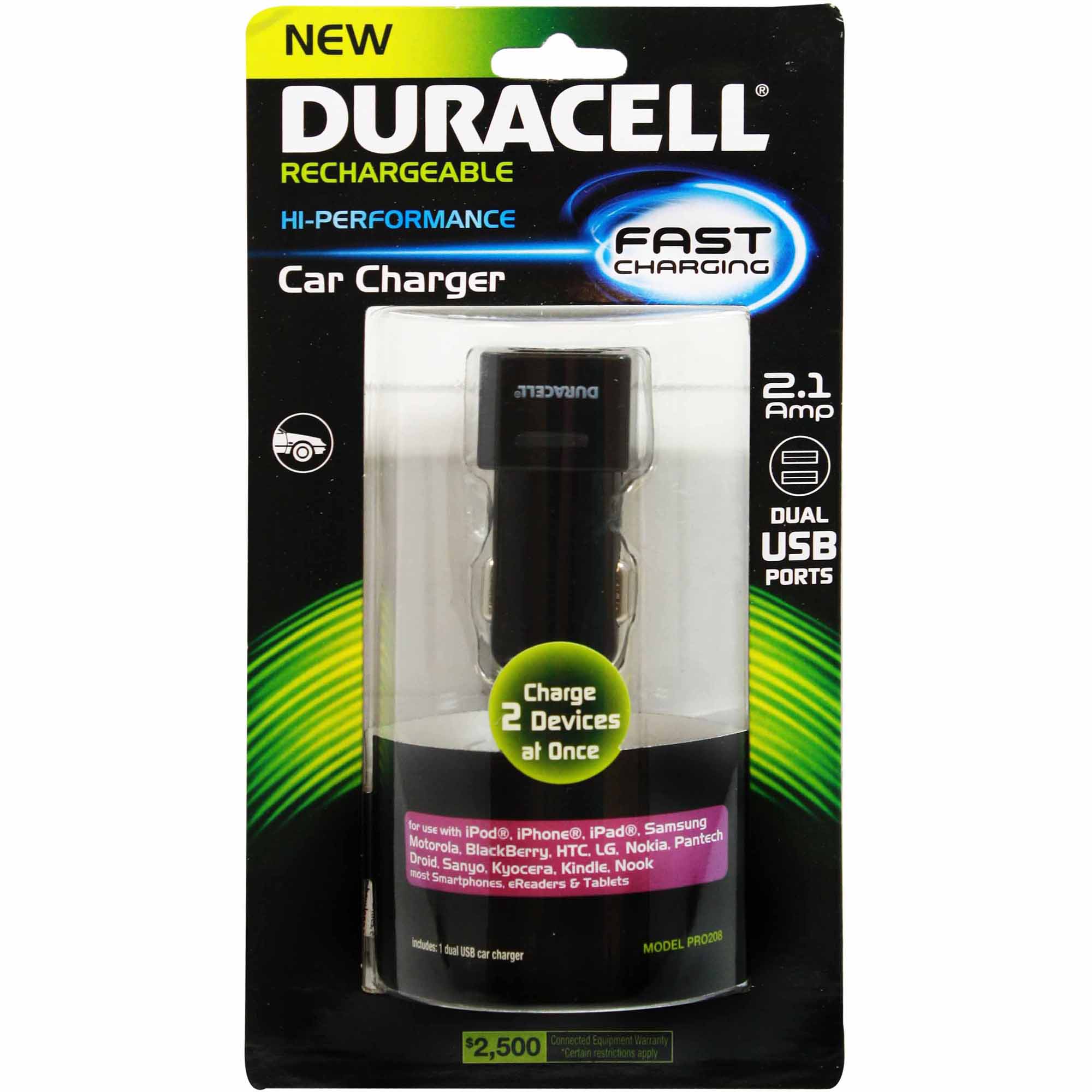 Duracell PRO208 2.1 Amp USB Car Charger - Black Duracell PRO208 2.1 Amp USB Car Charger - Black