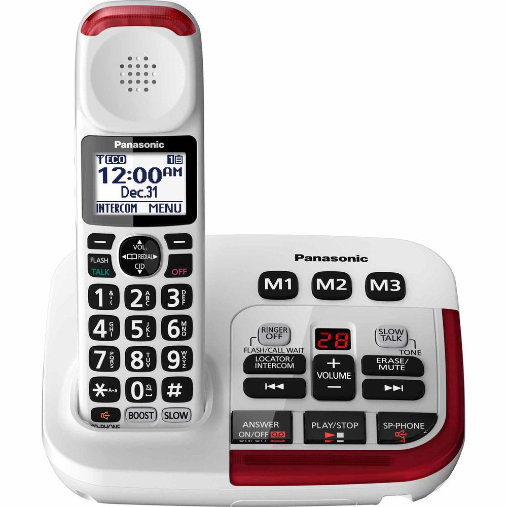 Panasonic KX-TGM420W Amplified Cordless Phone with Digital Answering Machine, 1 Handset