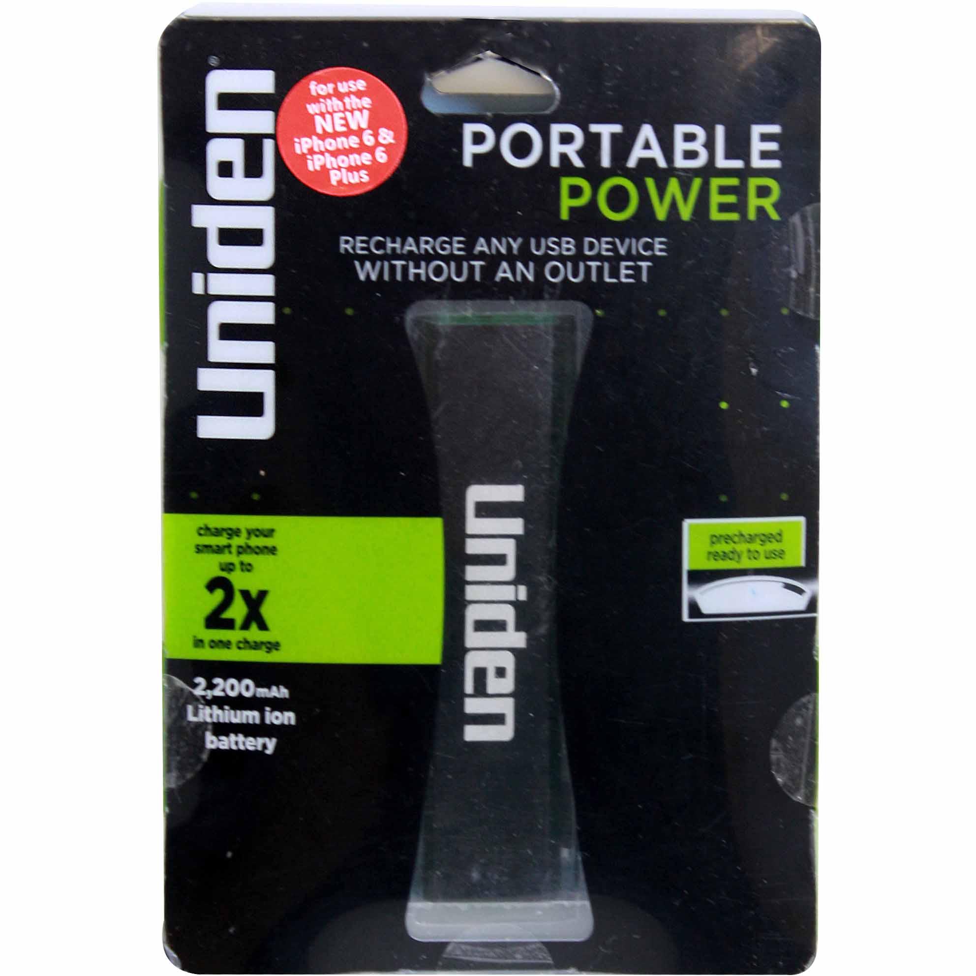 Uniden UN440 2,200 mAh Power Bank Portable Charger, Black Uniden UN440 2,200 mAh Power Bank Portable Charger, Black