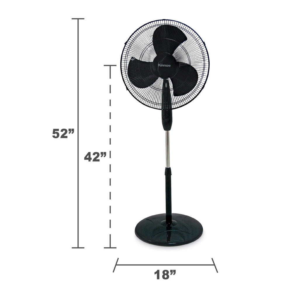 Kenmore 32682 18" Oscillating Stand Fan with Remote - Black