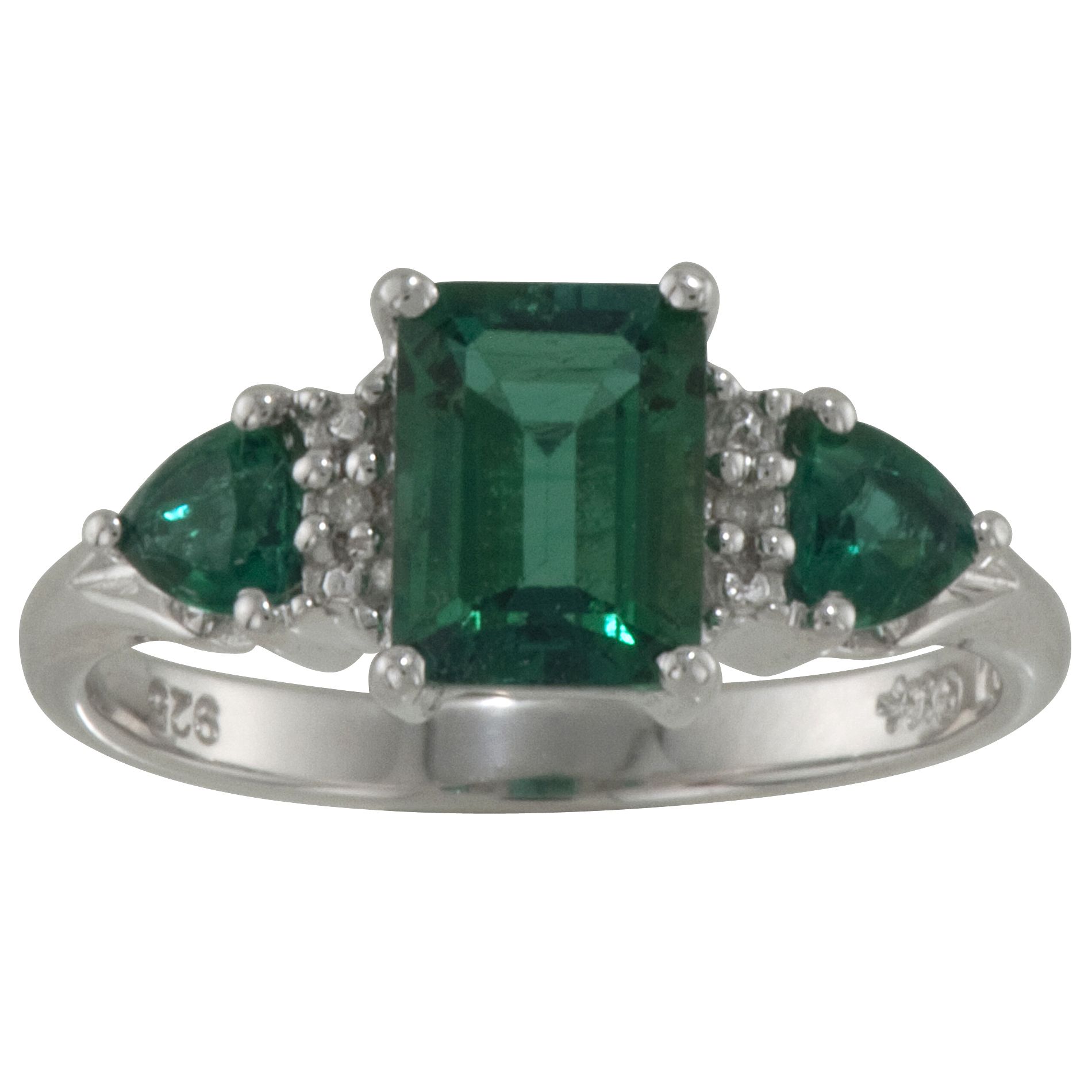 1.60 ctw Lab Created Emerald and Diamond Accent Ring in Sterling Silver