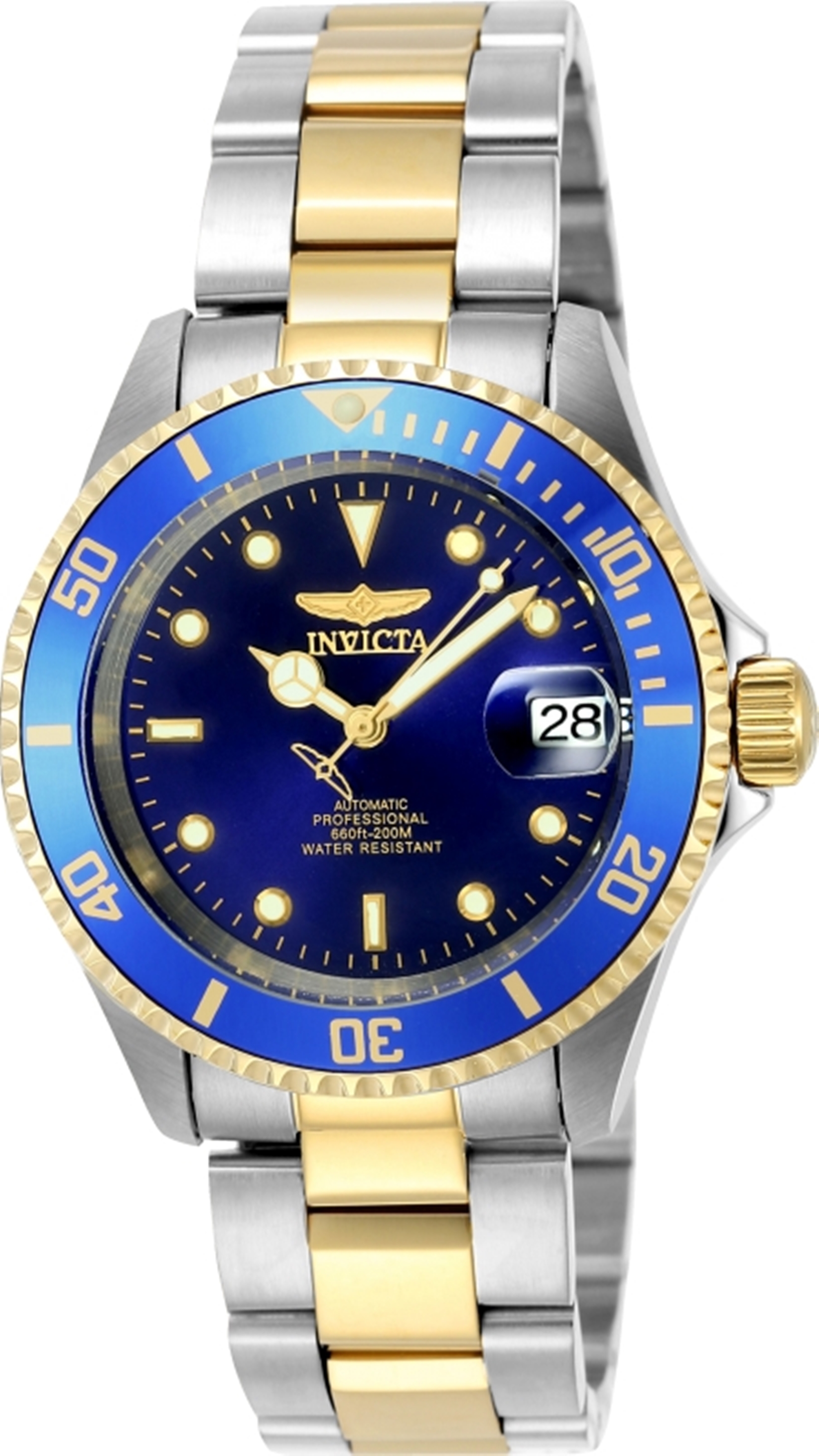 Invicta Pro Diver Men 40mm Stainless Steel Gold + Stainless Steel Blue Stainless Steel Invicta Mens Watches