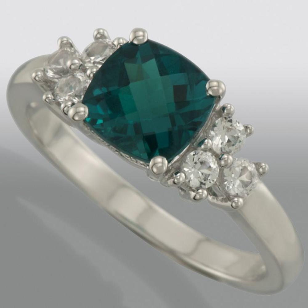 Sterling Silver and Lab Created Emerald Ring
