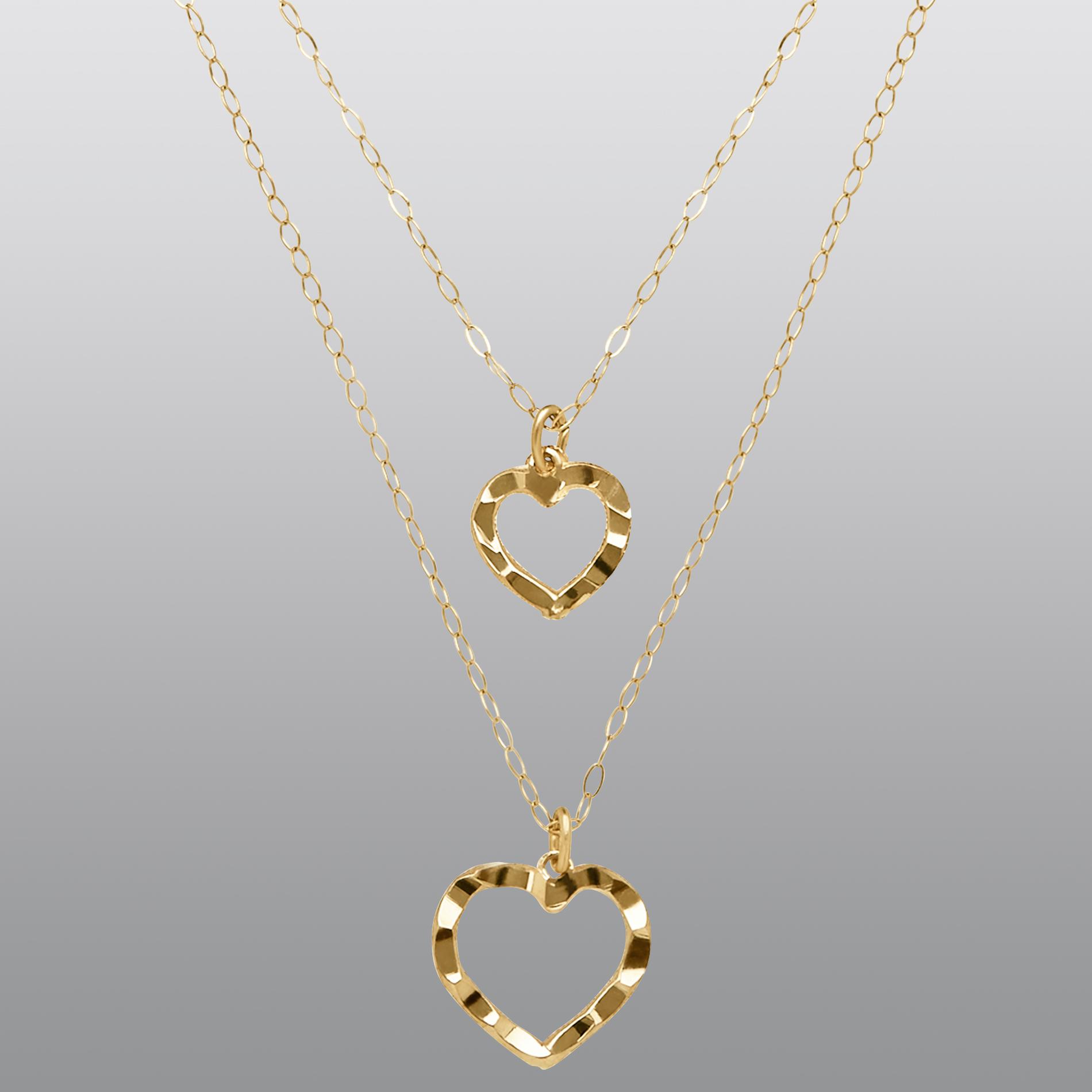 10K Yellow Gold Two Layered Hearts Necklace Shop Your