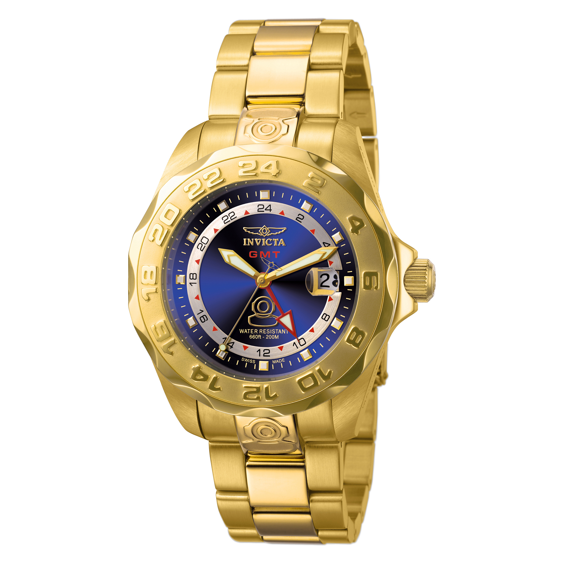 INVICTA Pro Diver Mens 44mm Stainless Steel Gold Blue dial 515.24H