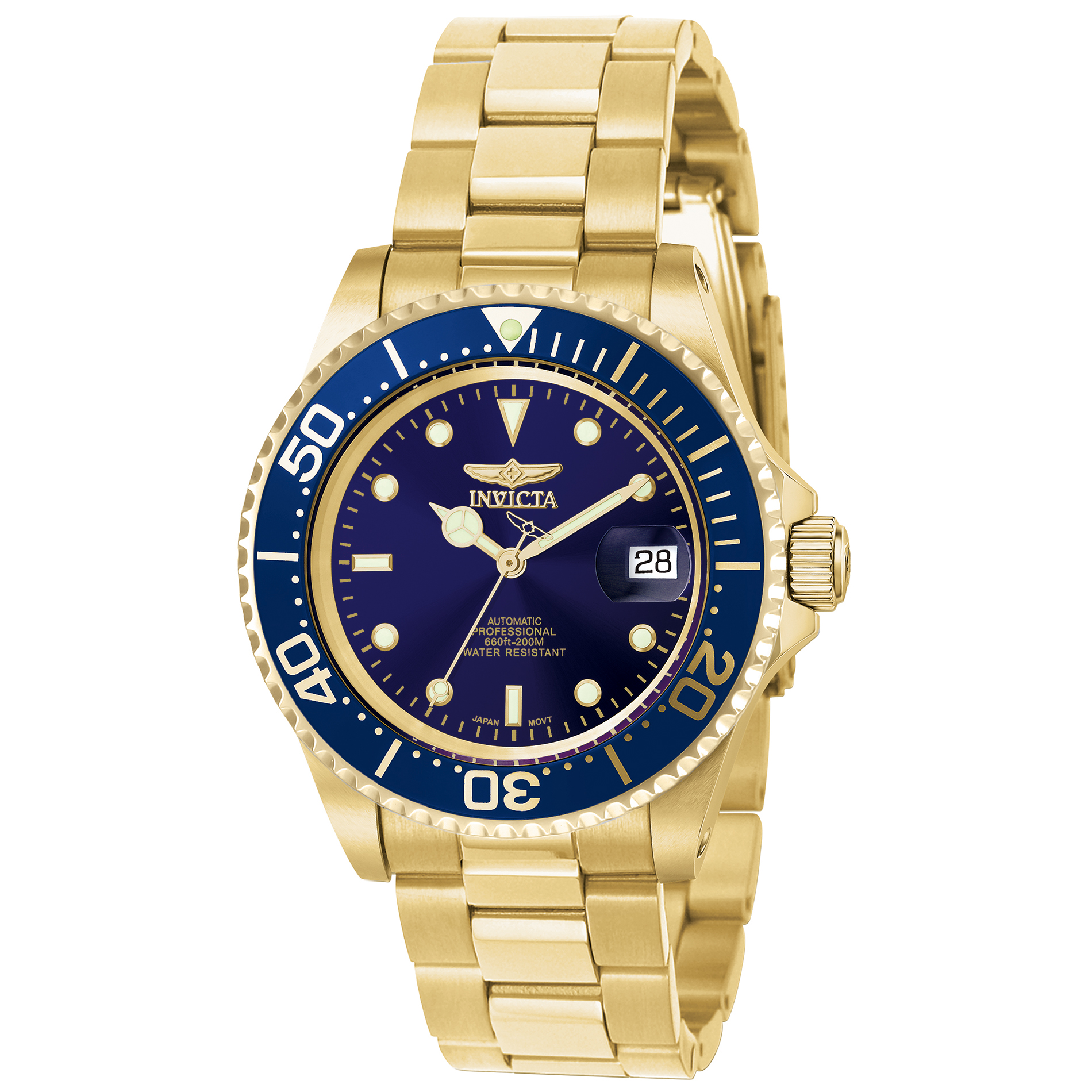 Arthur Drikke sig fuld gips Invicta Pro Diver Men 40mm Stainless Steel Gold Blue dial NH35A Automatic  Watch