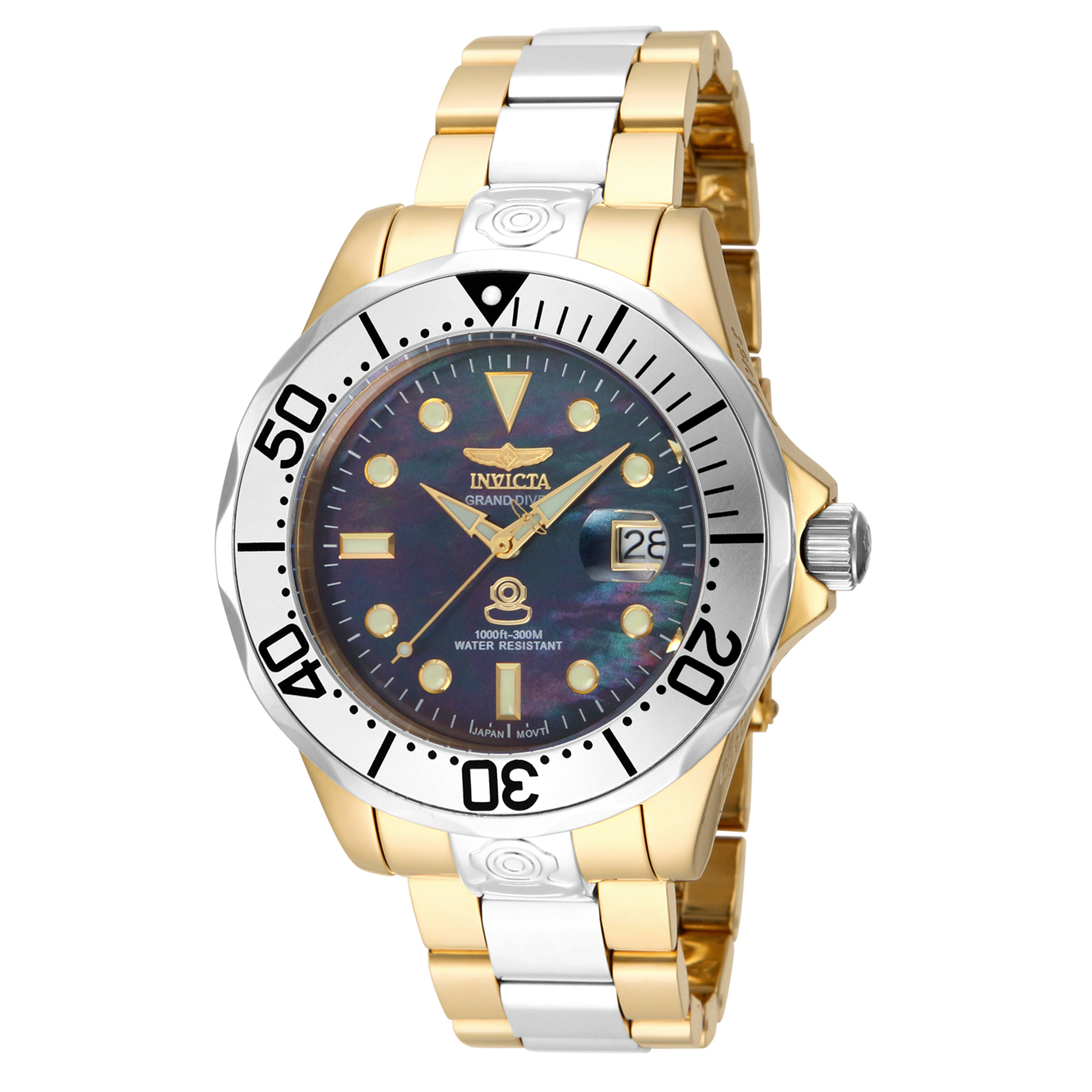 Invicta Pro Diver Men 47mm Stainless Steel Gold + Stainless Steel Black dial NH35A Automatic Watch