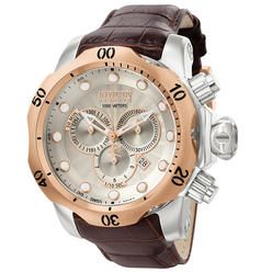 Invicta Mens 0359 Reserve Collection Venom Chronograph Brown Leather Watch