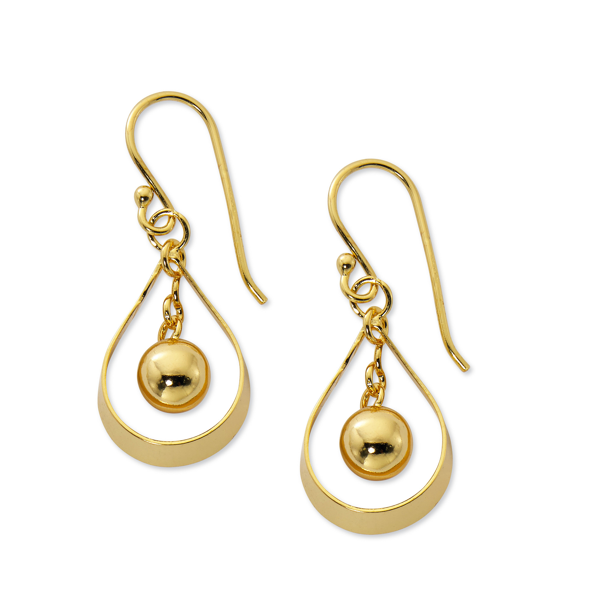 Primavera  24k Gold over Sterling Silver Teardrop with Ball Drop Earring