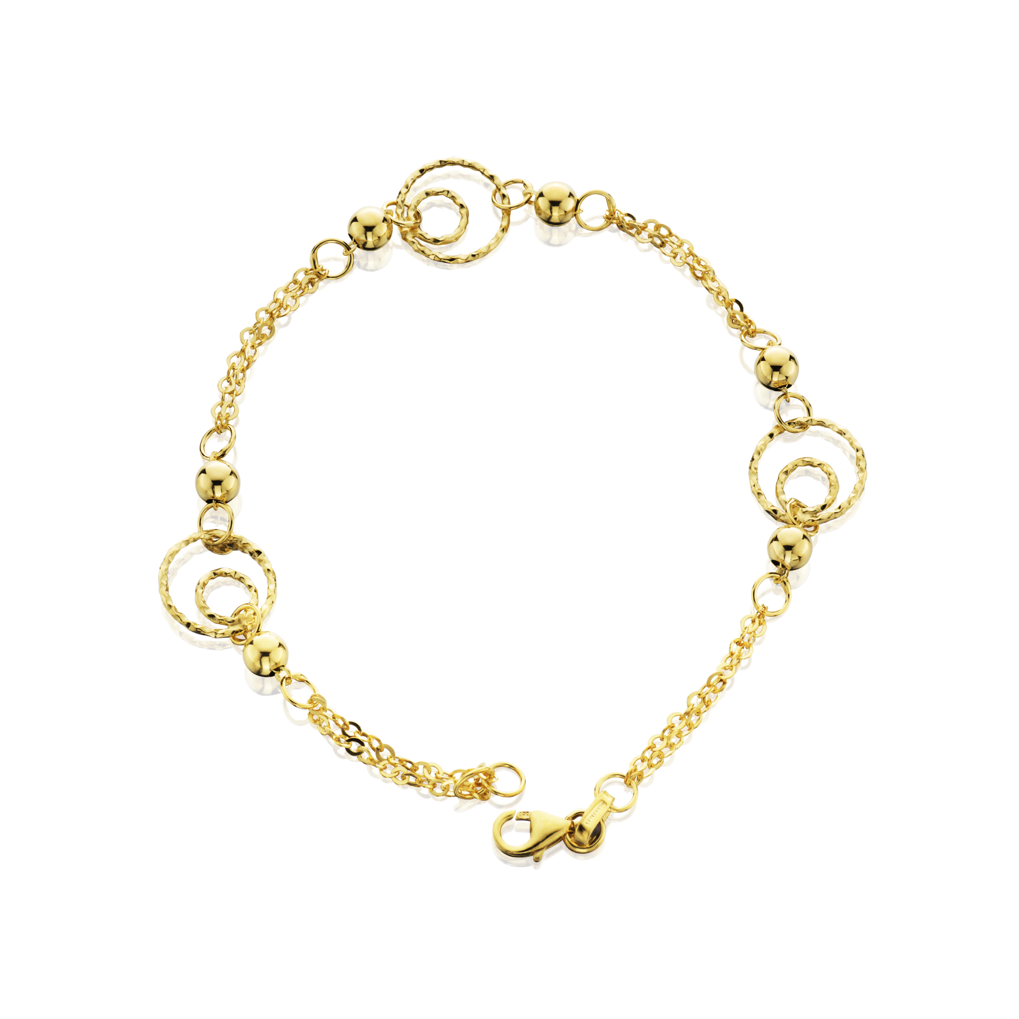 10 K Yellow Gold Diamond Cut Polished Link Circle Bracelet