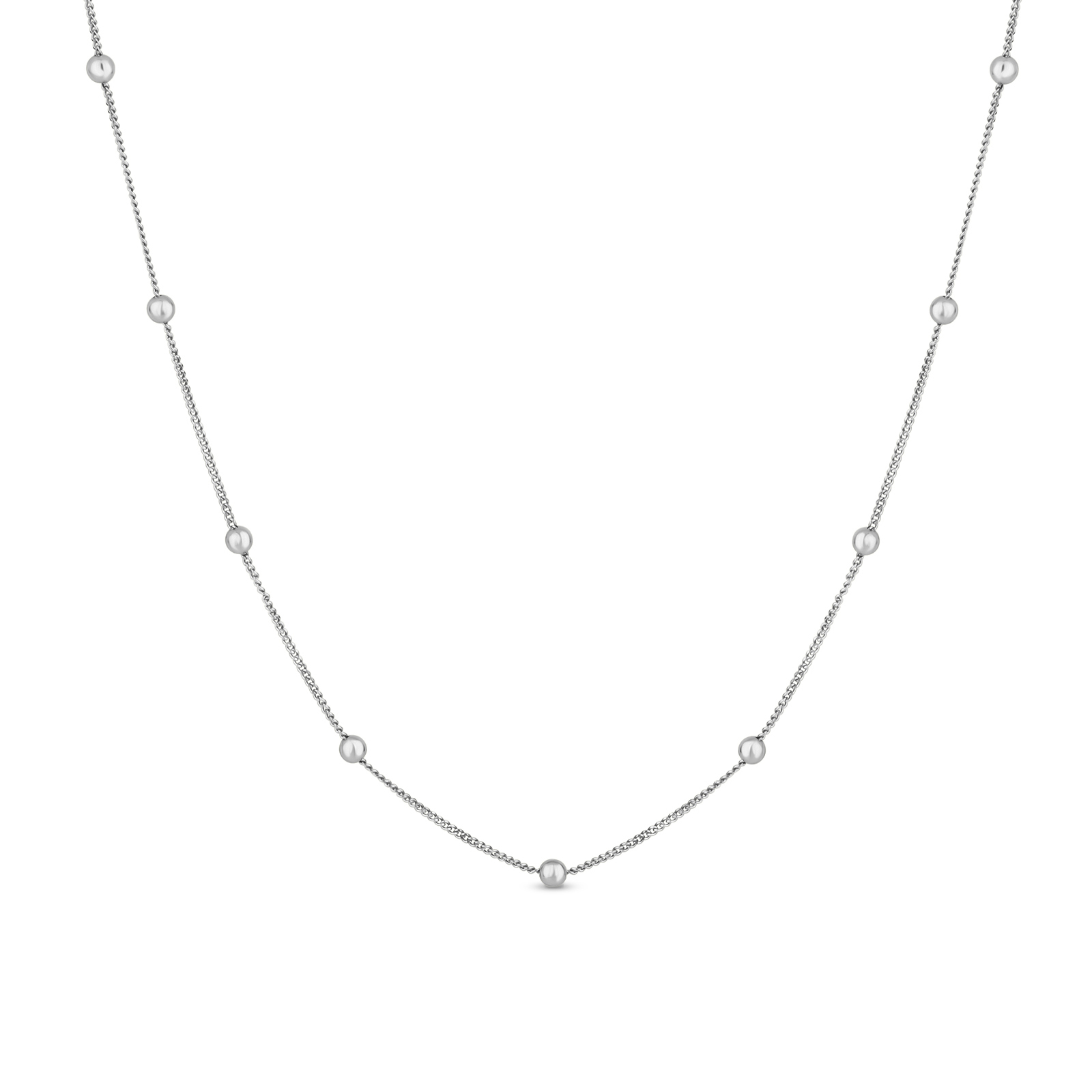Sterling Silver Curb 2.5mm Beads 18 Inch Chain