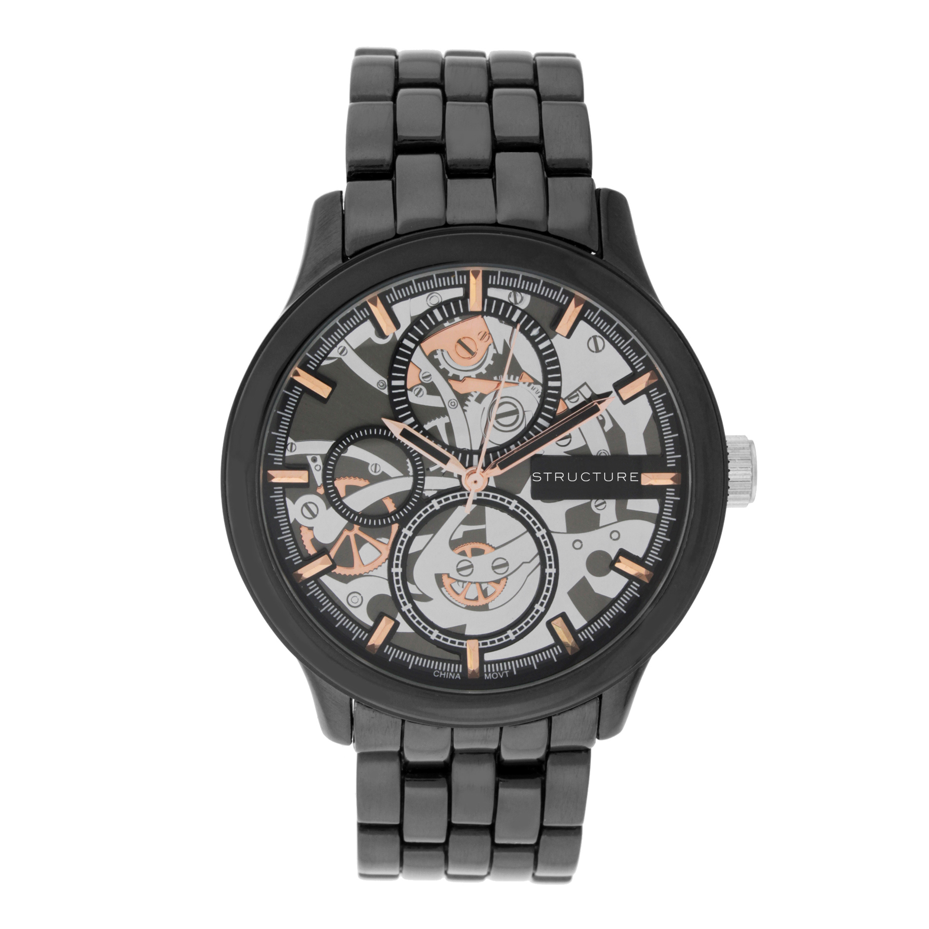 Structure Men's Round Gunmetal Bracelet Watch