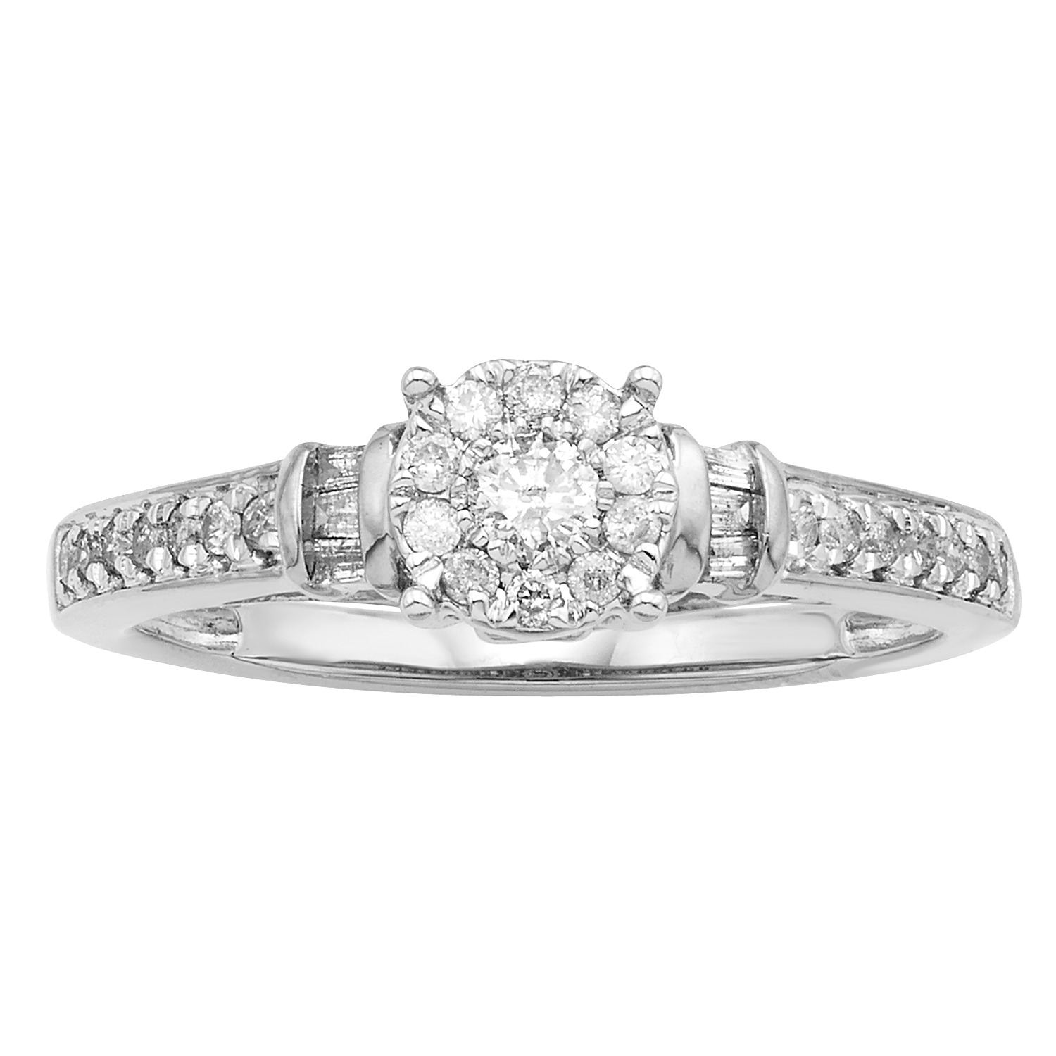 Tradition Diamond 10K White Gold 1/3 cttw. Certified Diamond Ring - Size 7 Only