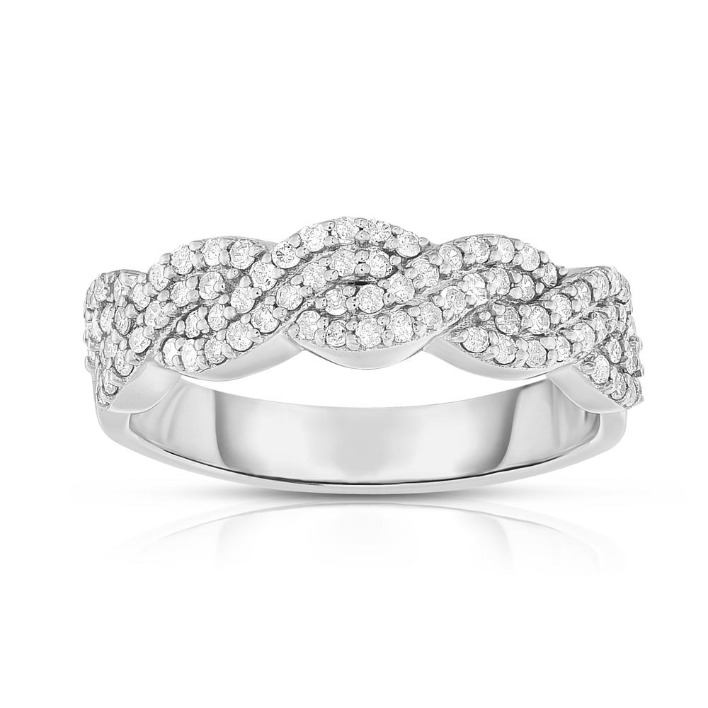 Tradition Diamond 10K White Gold 0.50CTW Certified Diamond Twisted Band Ring - Size 7 Only