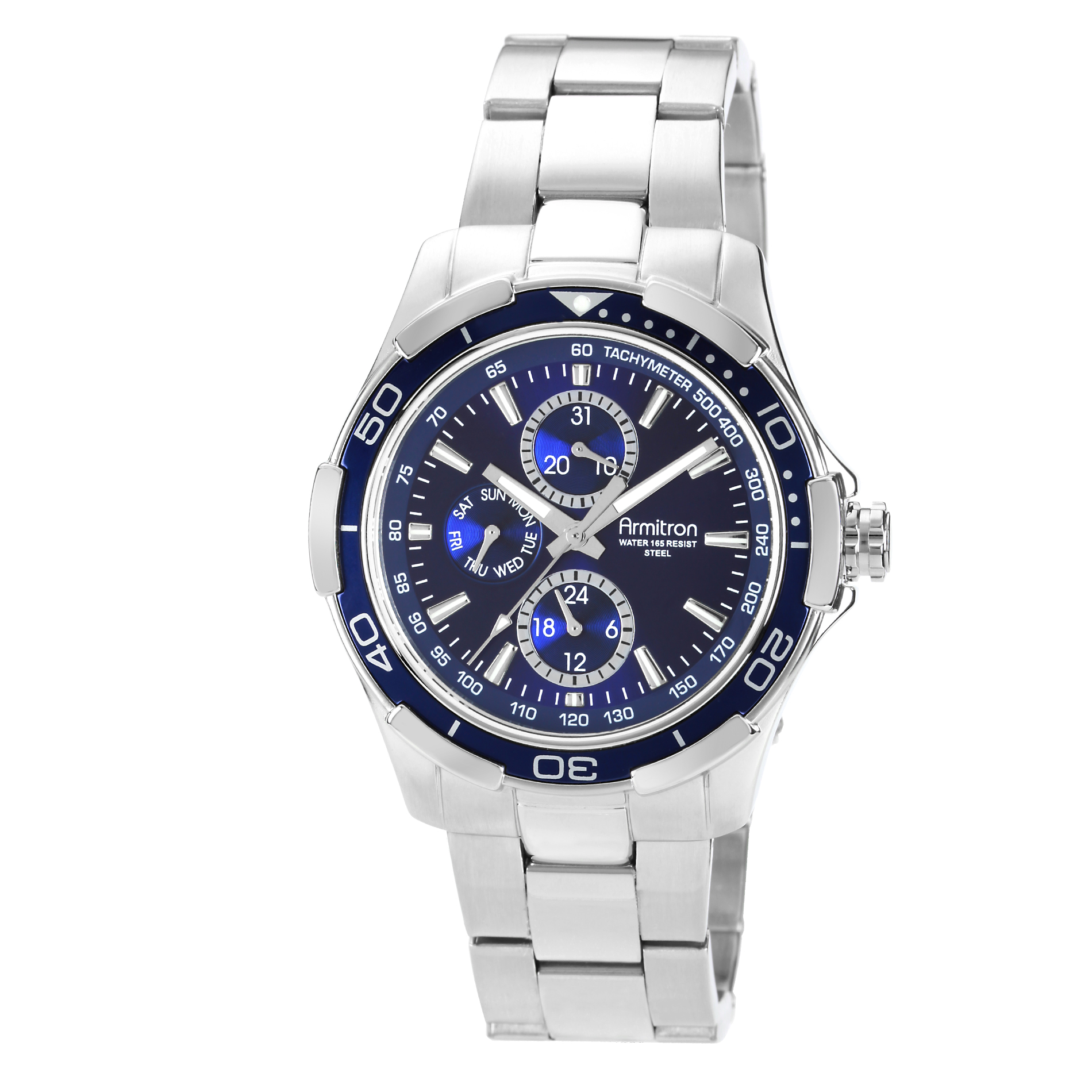 Armitron Men's Blue Dial Silver Tone Bracelet Watch Armitron Men's Blue Dial Silver Tone Bracelet Watch