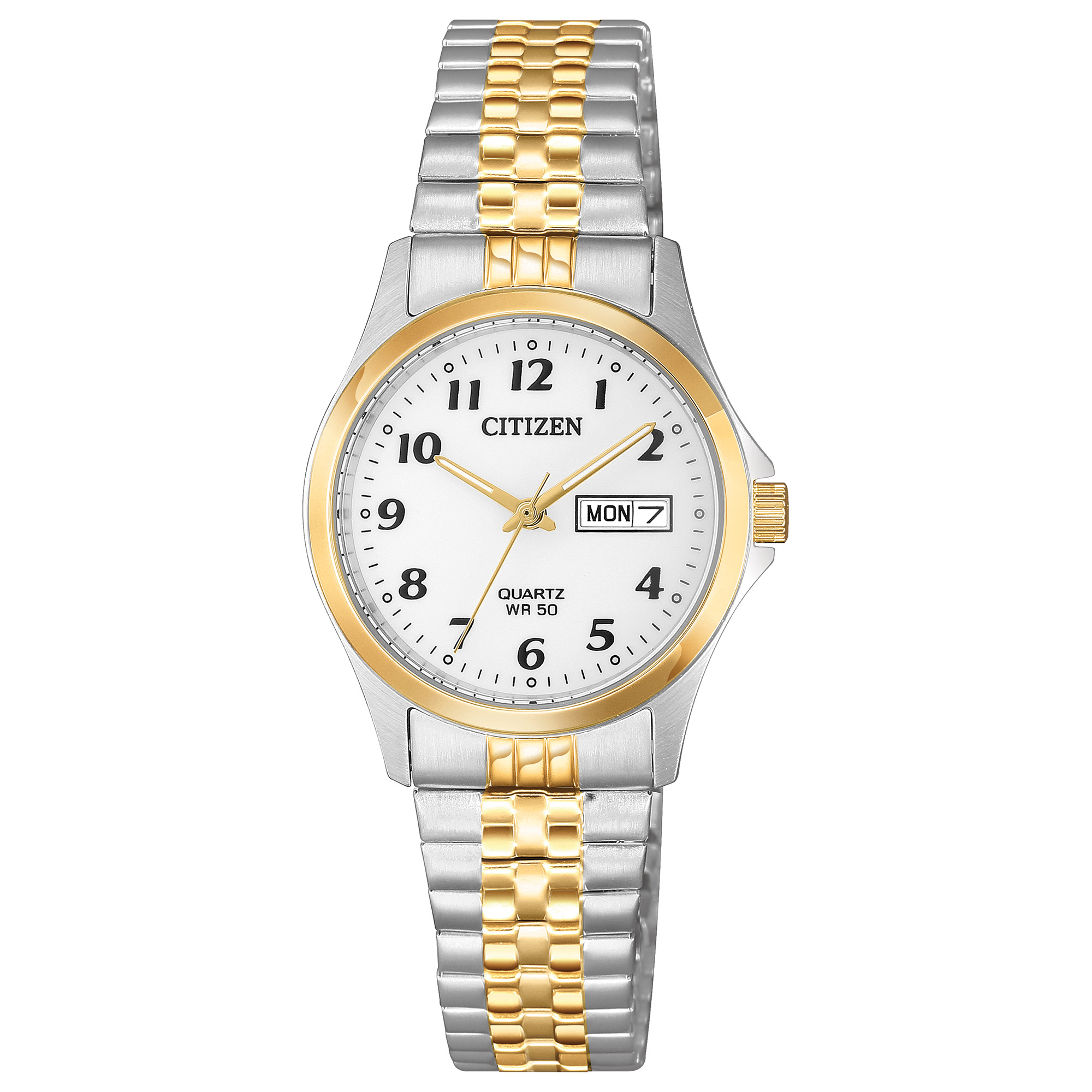 Ladies' Quartz Two Tone Stainless Steel Expansion Band Watch With Date