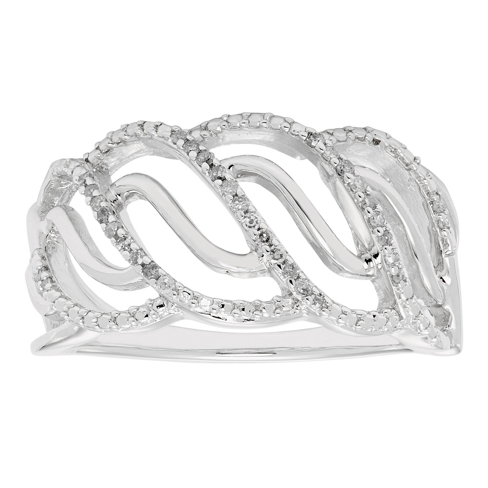 Sterling Silver 1/10 Cttw Diamond Open Swirl Ring - Size 7 Only