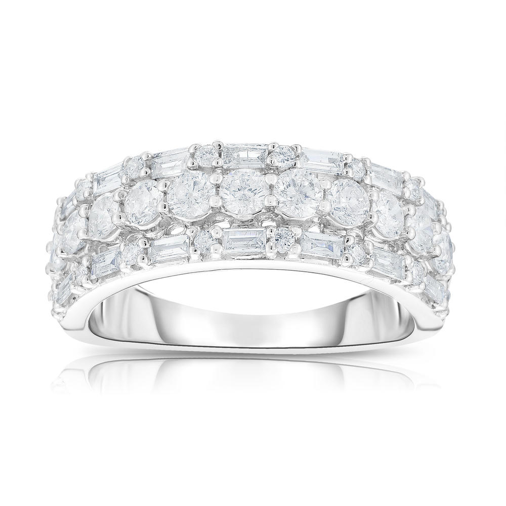 Tradition Diamond 10K White Gold 1.00CTW Certified Diamond Baguette & Round Band - Size 7 Only