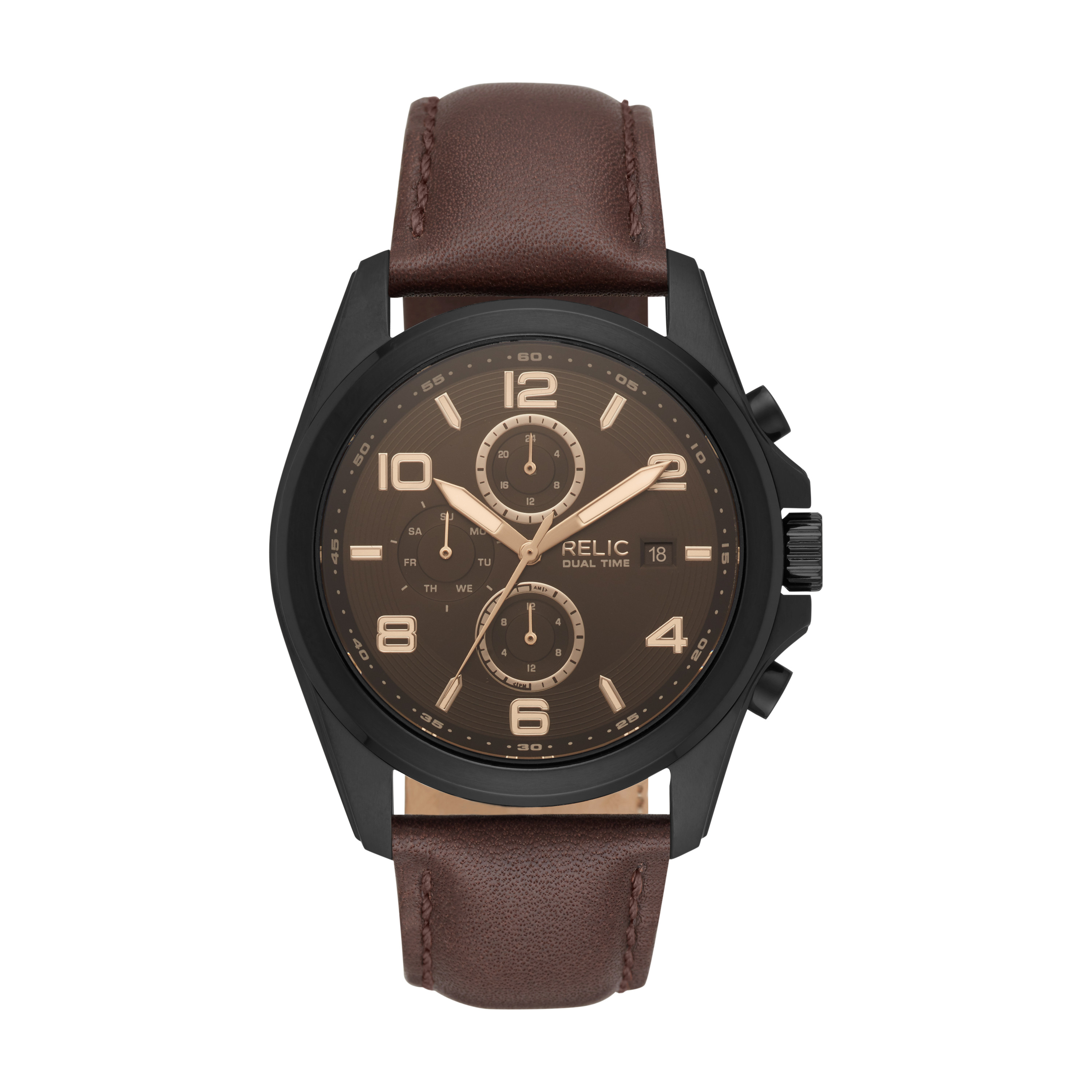 Men's Daley Amber Crystal Brown Strap Watch
