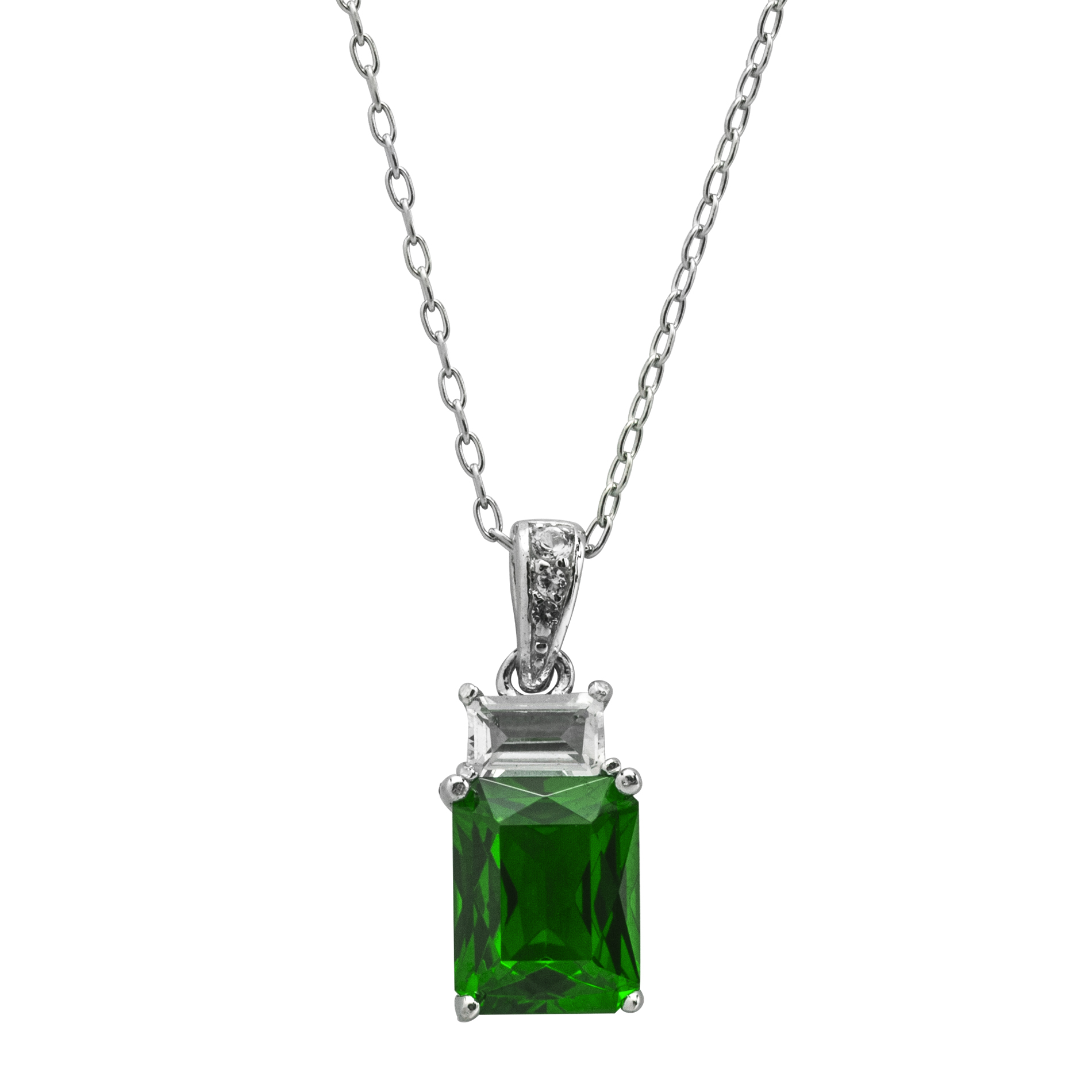 Simulated Emerald Pendant Sterling Silver