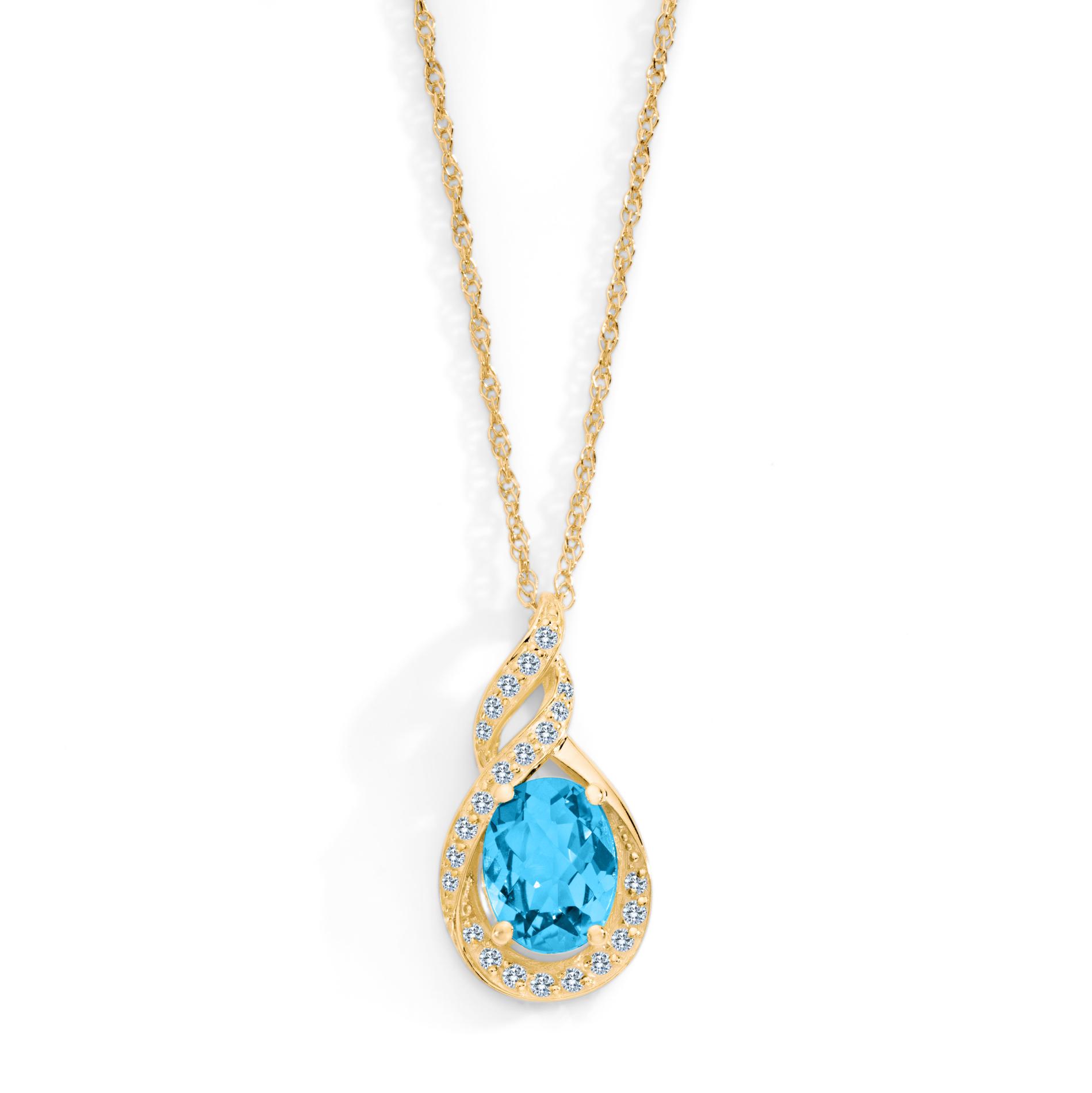 Blue Topaz Gold Over Silver Teardrop Pendant Necklace | Shop Your Way