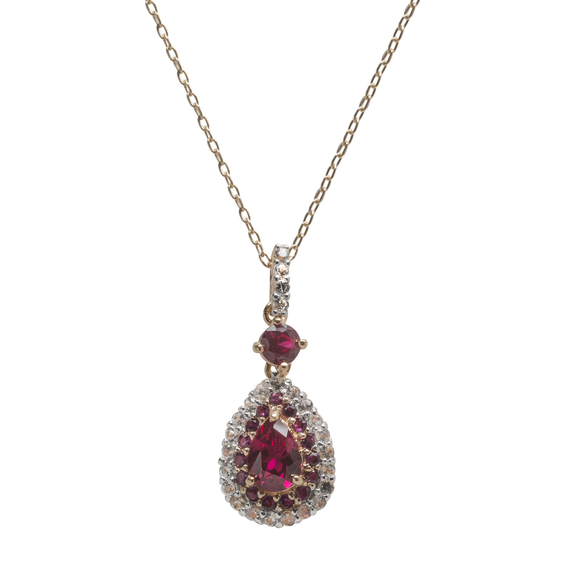 Created Ruby Pendant Gold over Silver
