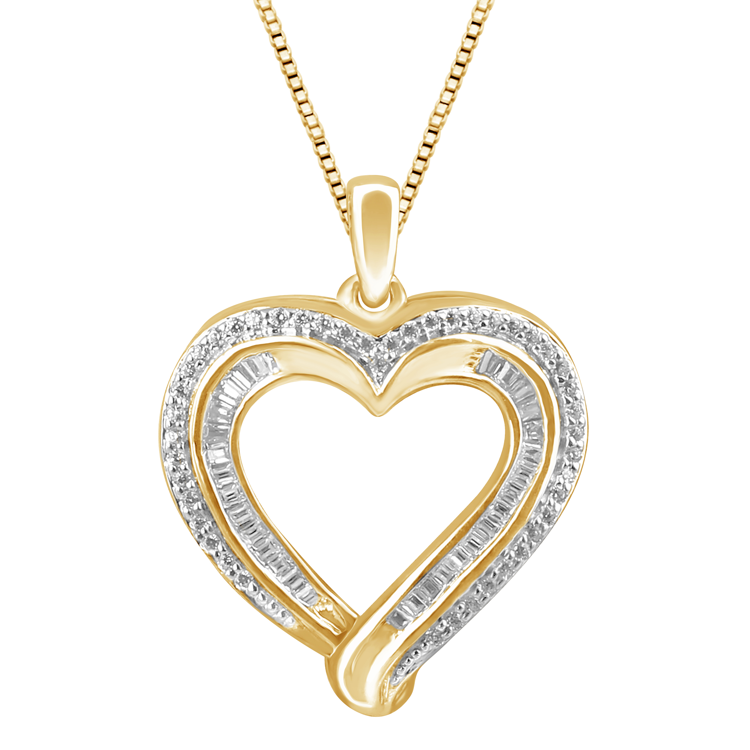 Gold Over Silver 0.25CTTW Diamond Heart Pendant